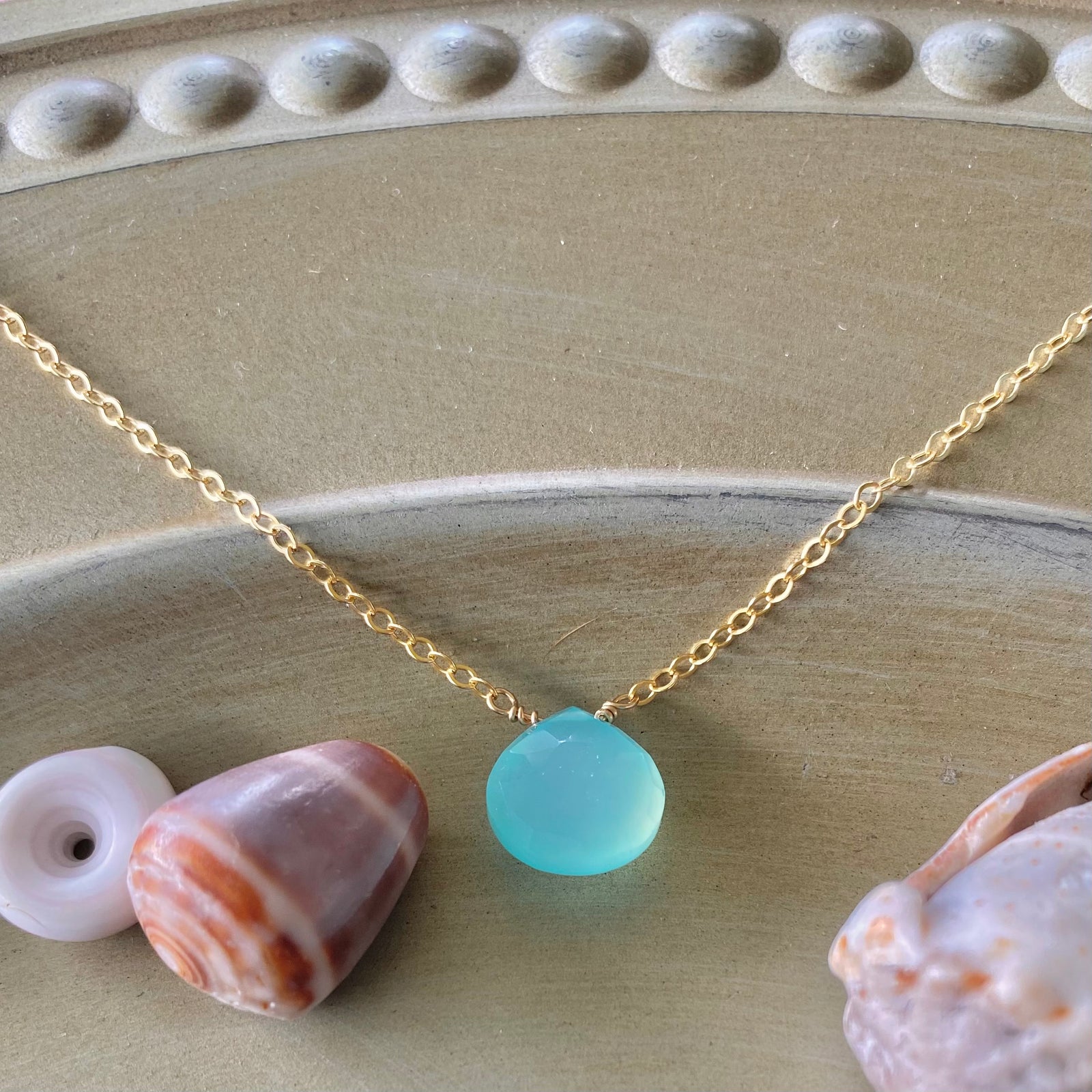 Aqua Chalcedony Necklace